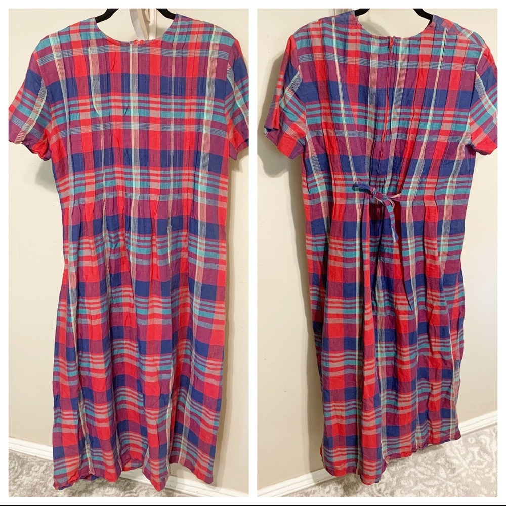 Vintage TR Bentley‎ Plaid Linen 90's Style Dress